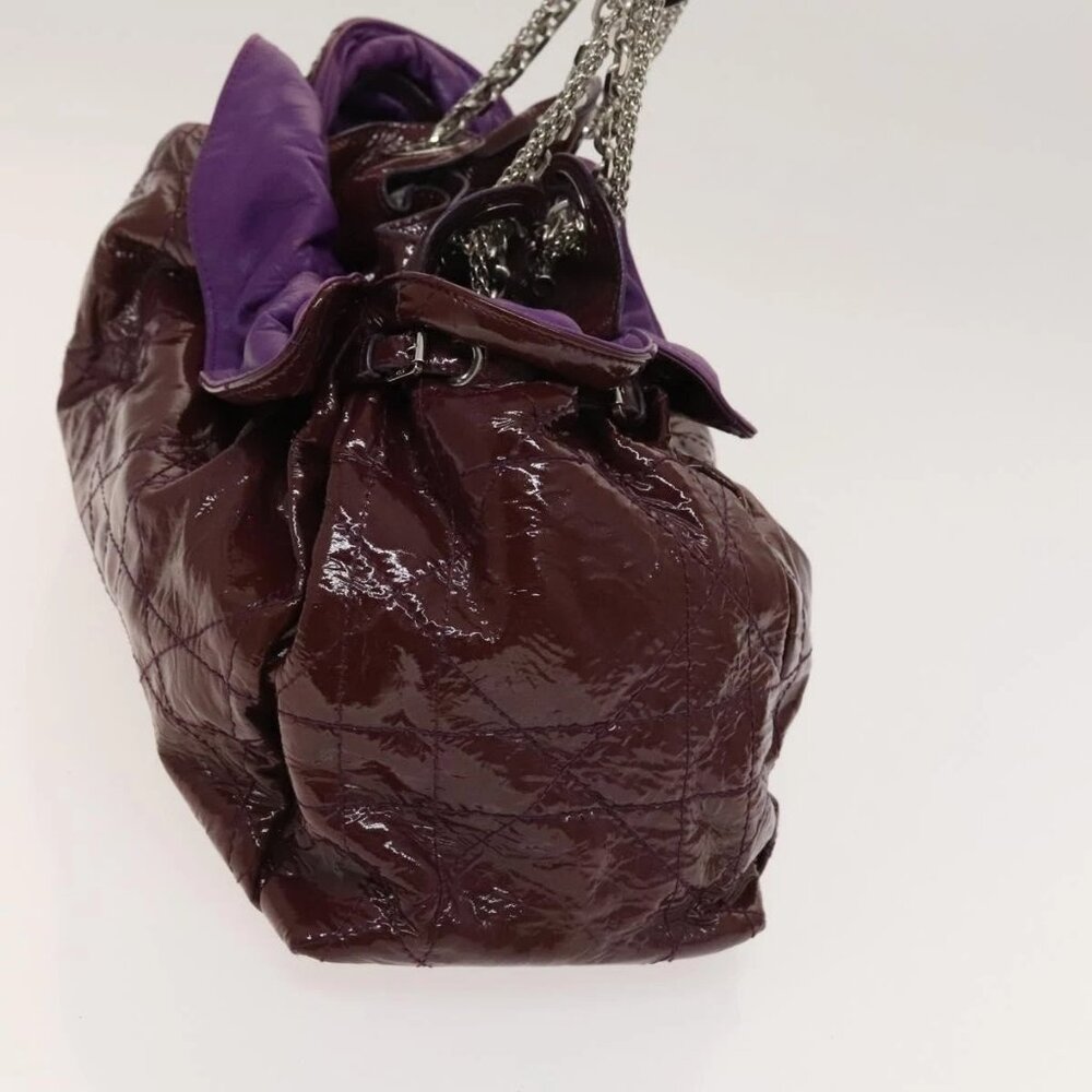 Christian Dior Canage Chain Tote Bag Patent leather Purple Silver Auth 128741 - Picture 6 of 16